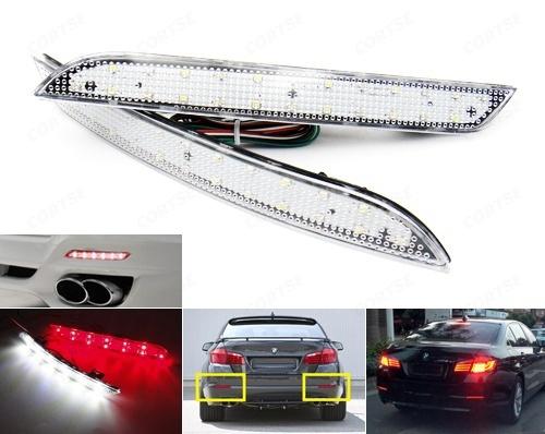 Bmw 5-series f10 f11 clear lens bumper reflector led backup fog tail brake light