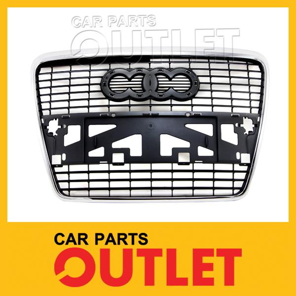 05 06 07 08 09 audi a6 grill grille assembly new silver black+chrome frame