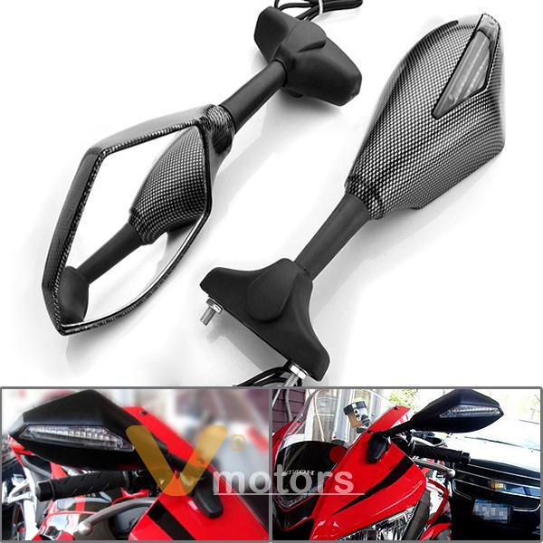 2x smoke carbon style led turn signal side mirror for suzuki sv650 sv1000 gsf