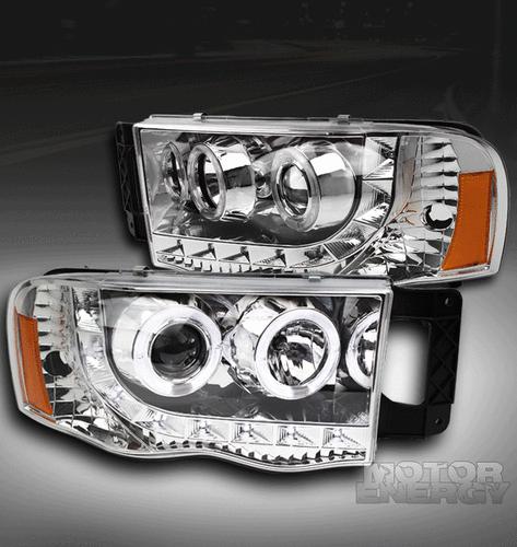 2002-2005 dodge ram 1500/2003+ 2500 3500 halo led projector headlight lamp clear