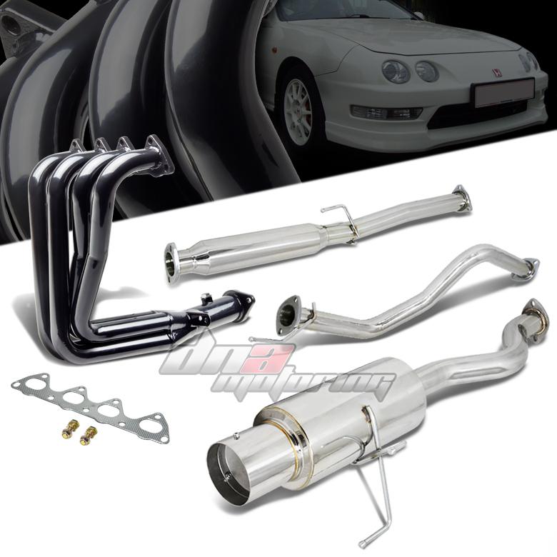 94-01 integra gsr/type-r dc2 4.5" tip catback cat back+black 4-1 header exhaust