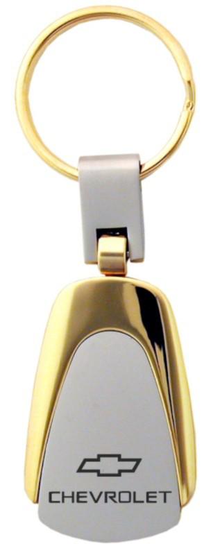 Gm chevrolet satin/gold teardrop keychain / key fob engraved in usa genuine