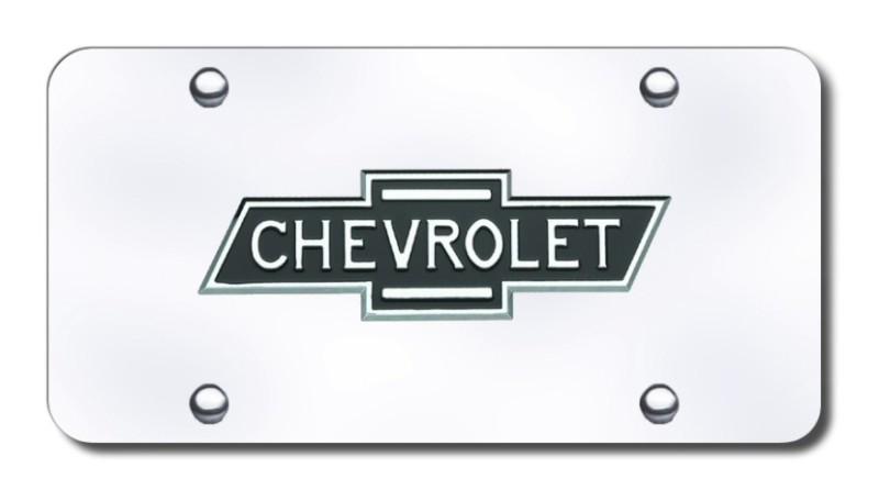 Gm chevy logo chrome on chrome license plate chv.cc made in usa genuine