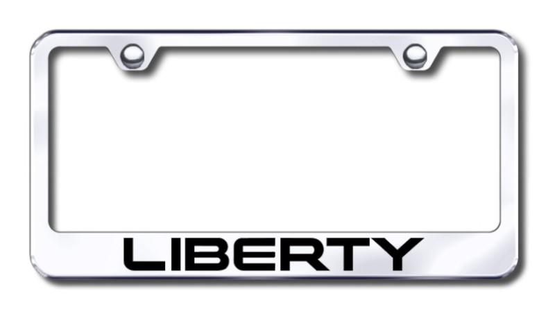 Chrysler liberty  engraved chrome license plate frame -metal made in usa genuin