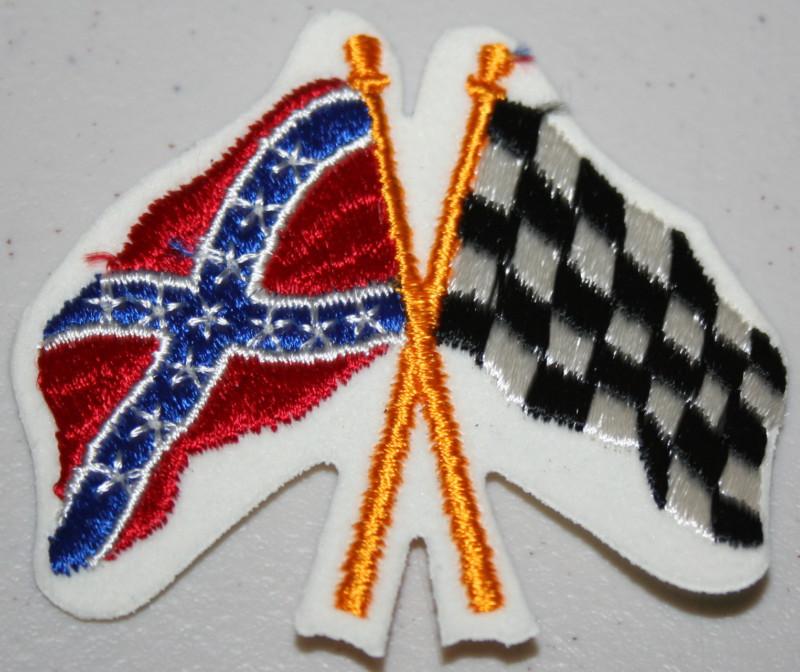 Vintage rebel flag and racing flag combo patch sew on brand new 