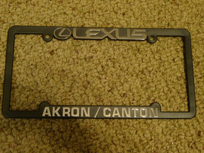 New lexus akron canton license plate frame plastic black + silver lettering