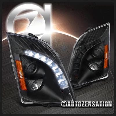 08-13 cadillac cts black smd led drl daytime running projector headlights