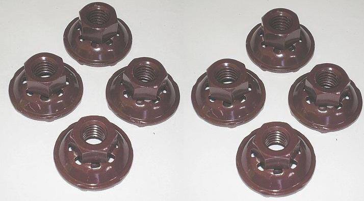 1965-1970 mustang & 1967-1970 cougar seat track mounting nut set, 8 pcs.