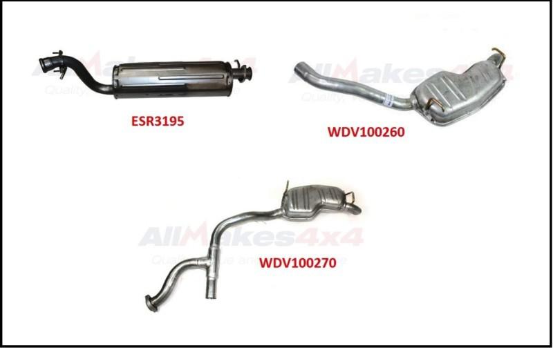 Range rover p38 99-02 muffler kit exhaust land rover wdv100270 wdv100260 esr3195