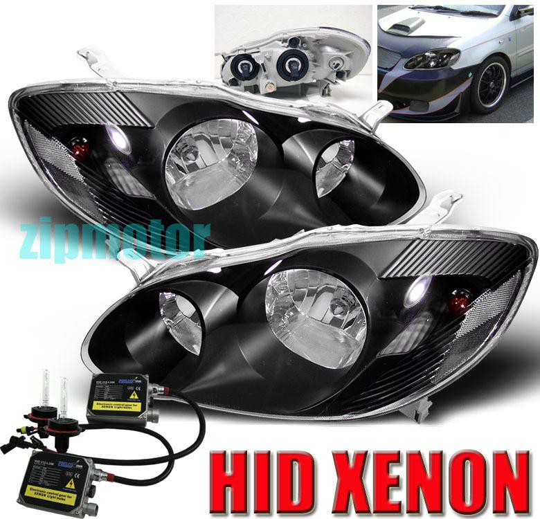 03 04 05 06 07 08 toyota corolla headlight blk+hid kit