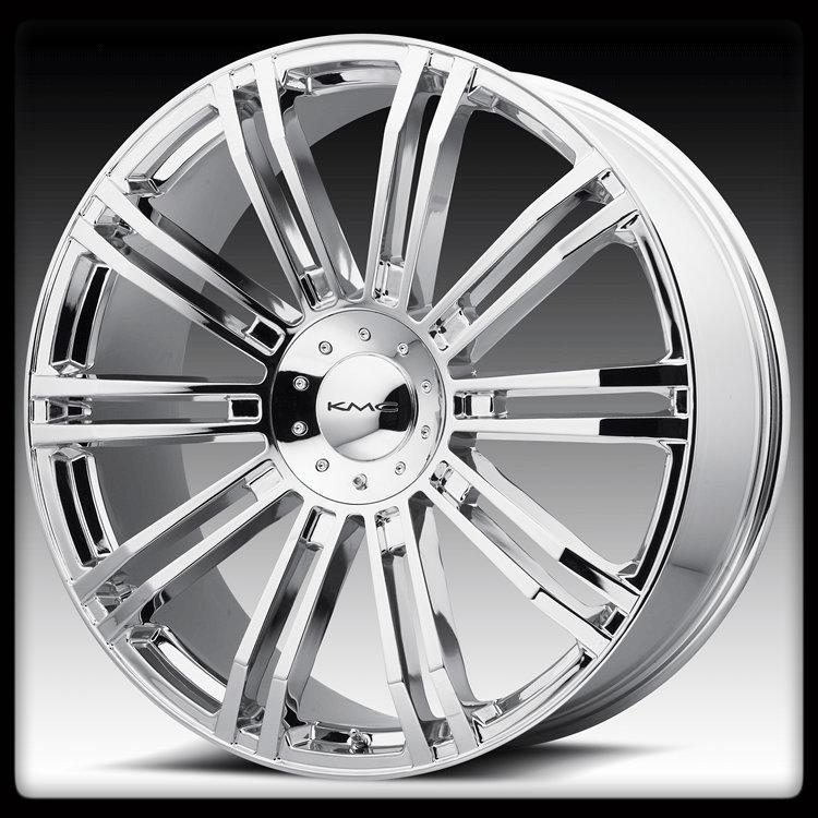 24" x 9.5" kmc d2 km677 chrome entourage sierra h3t tundra frontier wheels rims