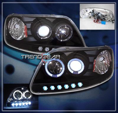 97-03 ford f-150/97-02 expedition pickup halo led projector headlight lamp black