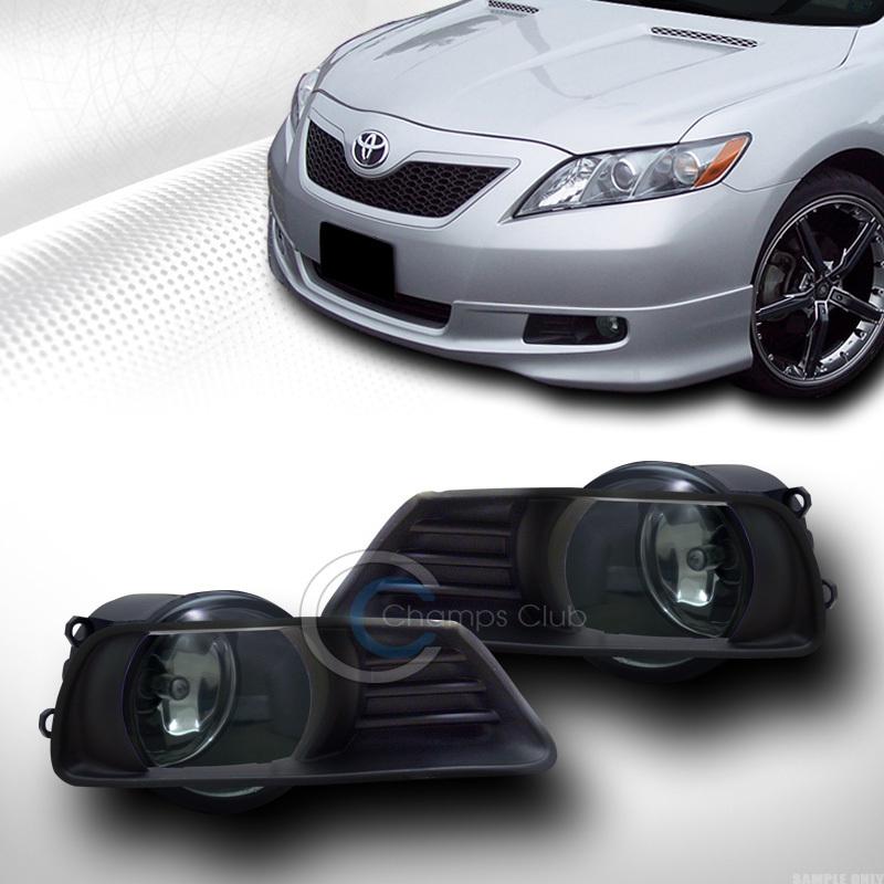 Jdm smoke clear front bumper fog lights lamps+switch+wire 07 08 09 toyota camry