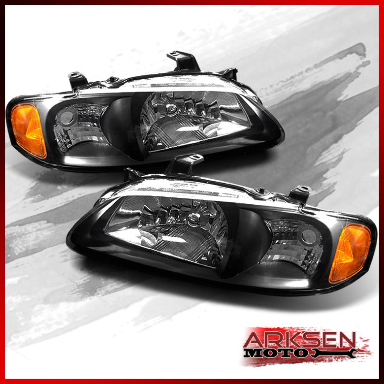 00-03 nissan sentra jdm black crystal headlights lamp lights left+right pair set