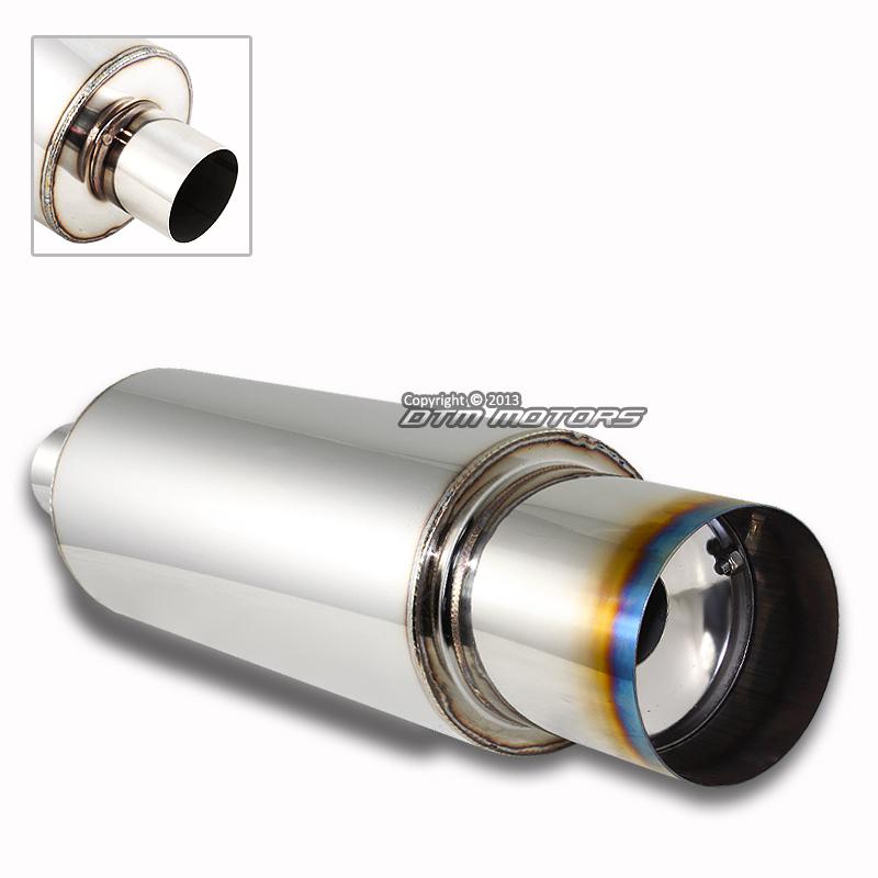 4" n1 light burn tip t-304 stainless steel body muffler w/2.5" inlet+silencer