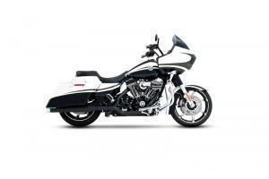 Rinehart extreme 4" true duals exhaust black / chrome end caps 09-13 harley fl