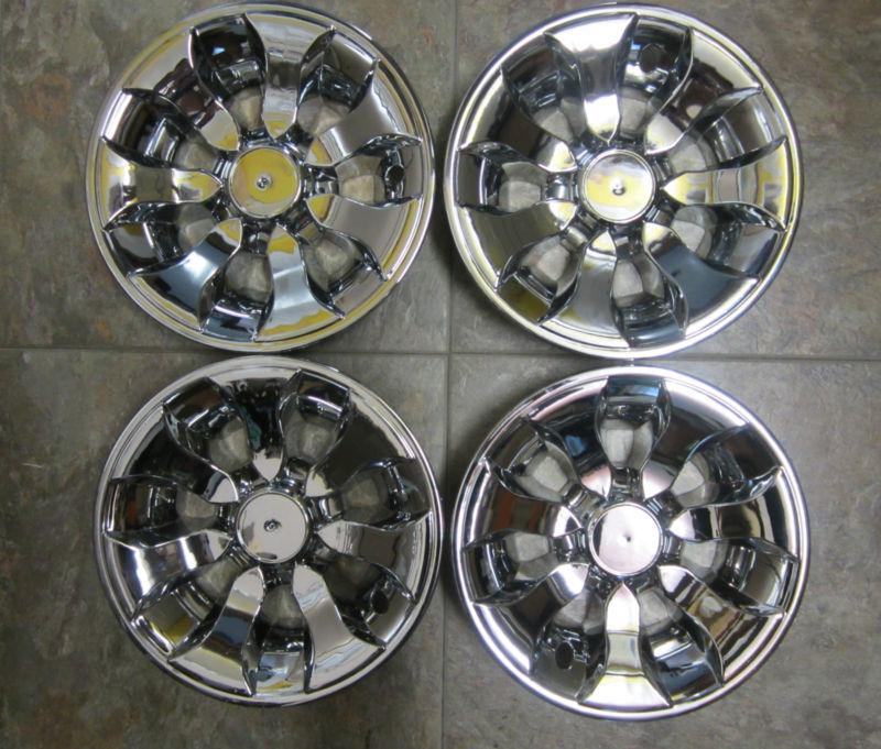 New chrome sunburst 7 spoked golf cart wheel covers 4