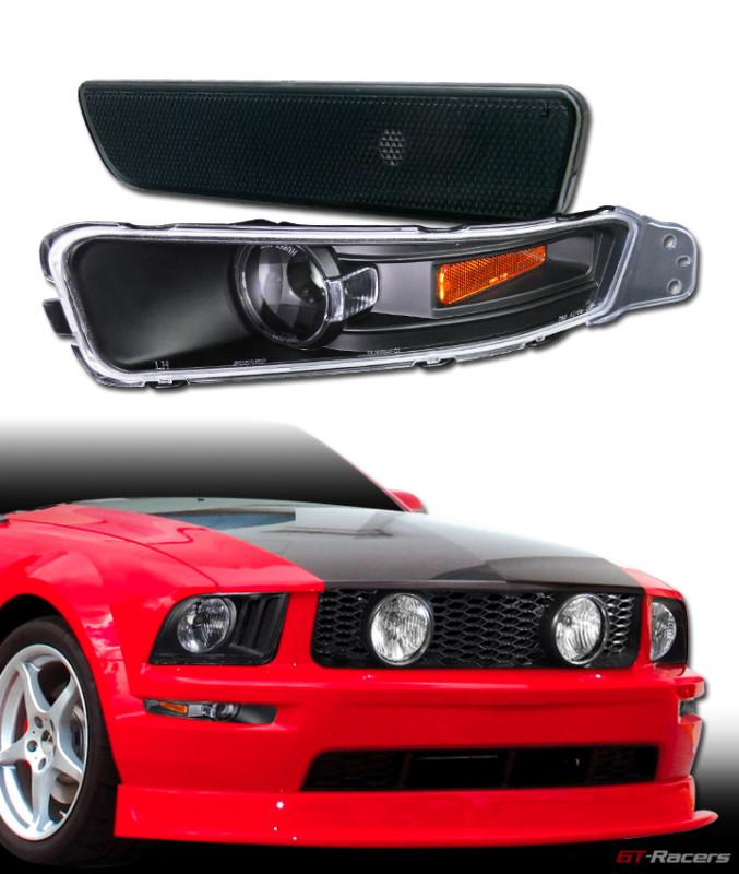 Blk front signal corner amber+sm rear bumper side marker light 2005-2009 mustang