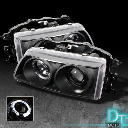 Black 88-89 honda crx civic dual halo projector headlights lights left+right