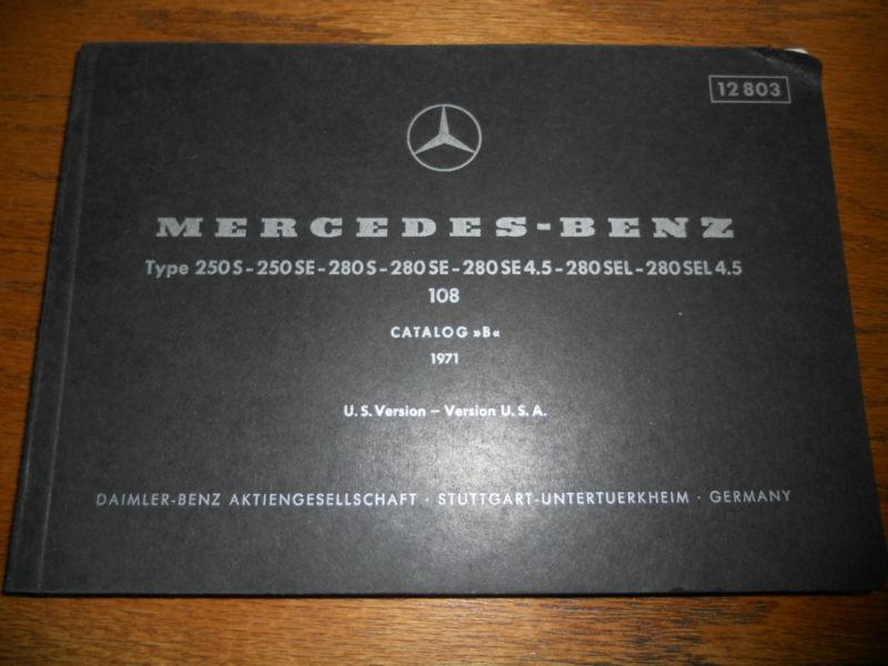 1971 mercedes benz original owners manual type 250 s se 280 se sel us version