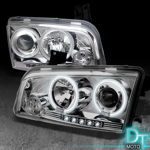 06-10 dodge charger ccfl halo projector led headlights lamps lights left+right