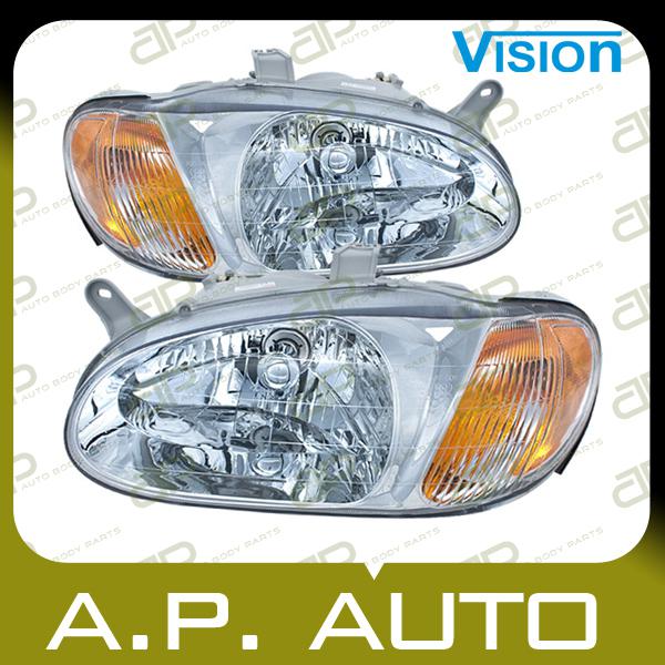 Pair head light lamp assembly for 98-01 kia sephia base ls lh+rh new replacement