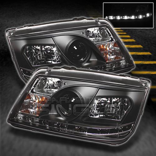 99-05 vw jetta bora mk4 jdm black projector r8 style drl led headlights lamps