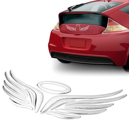 New car suv chrome silver angel wings halo emblem marker decal badge sticker 