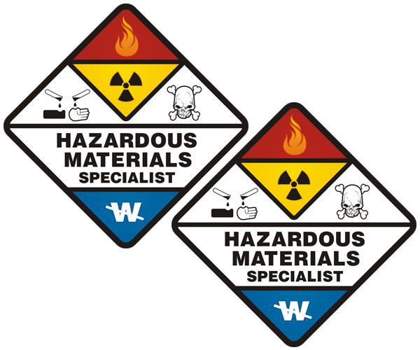 Hazmat specialist decal set 3"x3" firefighter haz mat vinyl sticker h3 zu1