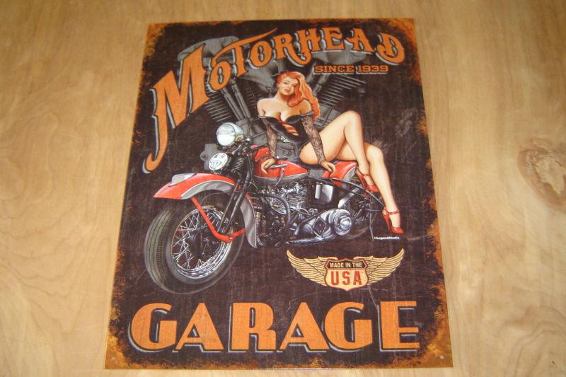 Motor head garage made in usa metal sign bike motorcycle harley davidson indian 