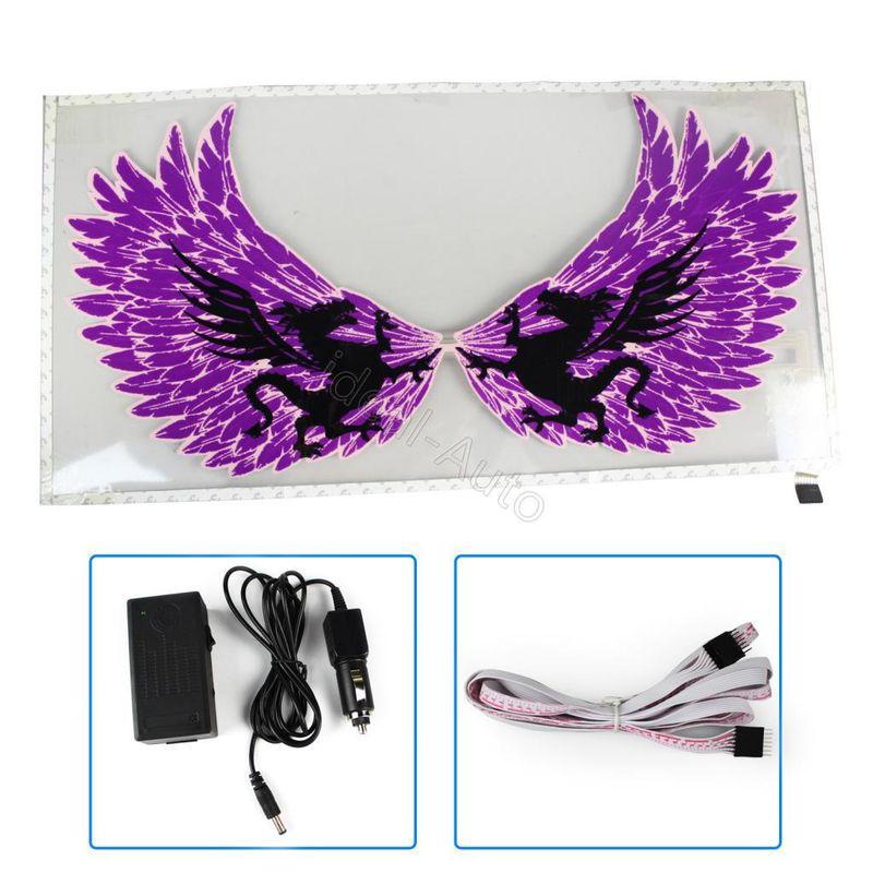 New 60*30cm purple wings car music rhythm led flash light lamp sound equalizer 