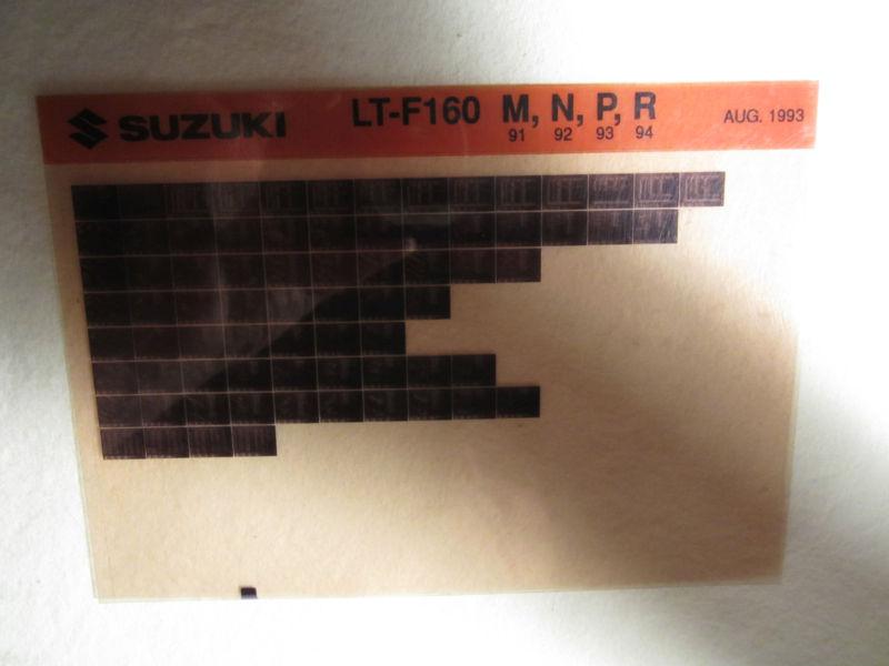 1991-1994 suzuki motorcycle lt f160 m n p r microfiche parts catalog f 160 