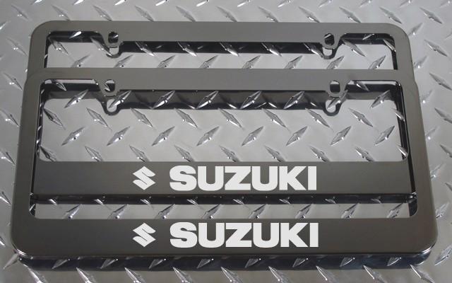 2 brand new suzuki gunmetal license plate frame + screw caps