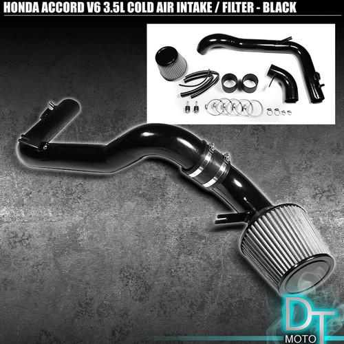 Stainless washable cone filter+cold air intake 08-12 accord v6 3.5l blk aluminum