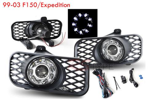 1999-2002 ford explorer led halo light w/ projector fog light pair lamps new