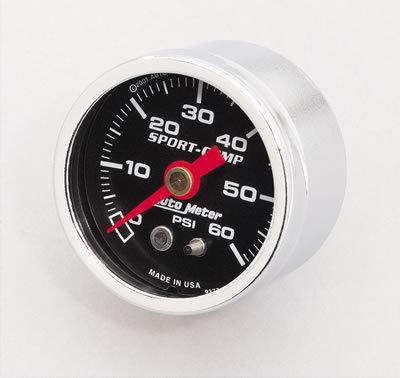 Auto gage mechanical pressure gauge 1 1/2" dia black face 2173