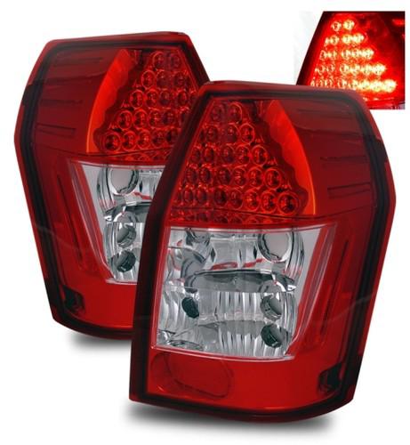 05-07 dodge magnum euro red clear smd led tail lights housings rear brake lamps