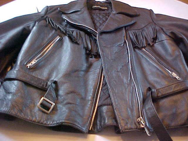 Harley davidson genuine ladies black leather jacket with fringe/excellent