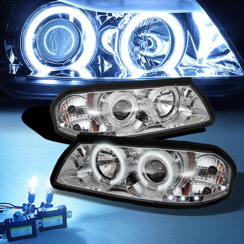 8000k slim xenon hid+ 00-05 chevy impala ccfl halo projector led headlights