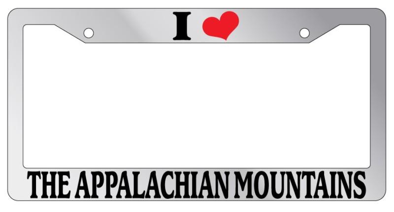 Chrome license plate frame i heart the appalacian mountains auto accessory