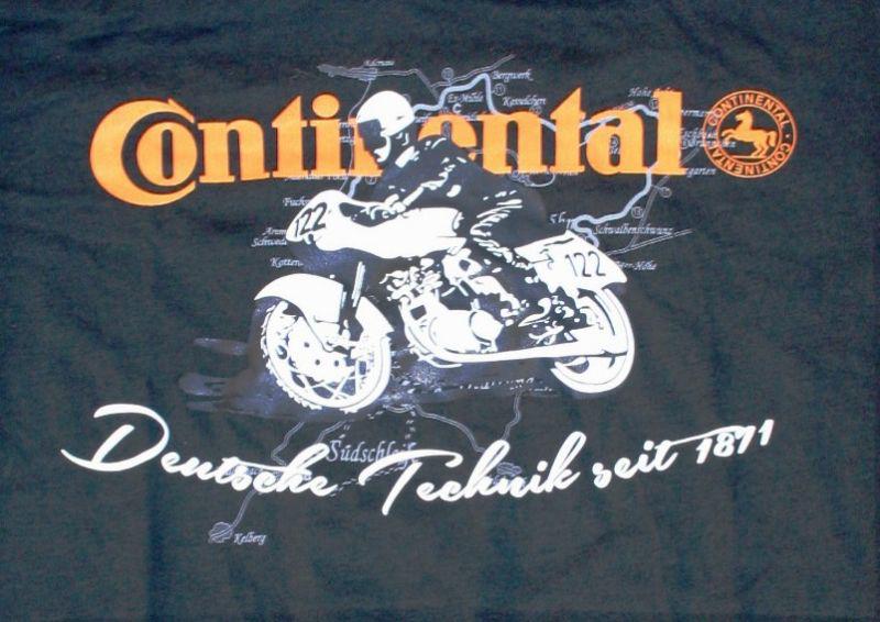 Continental motorcycle tire t shirt vintage style mens size l - new