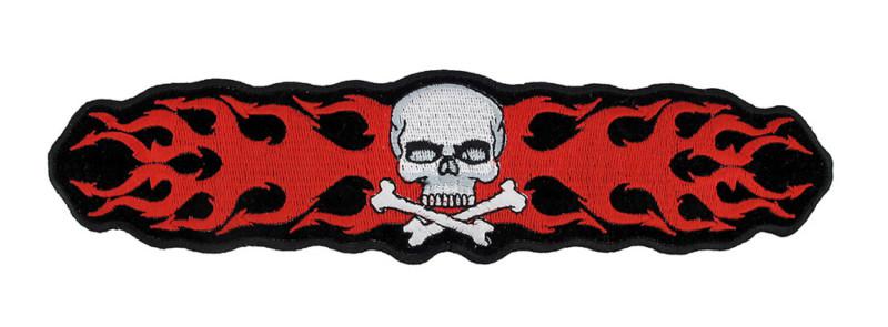 Flaming skull & crossbones motorcycle back patch