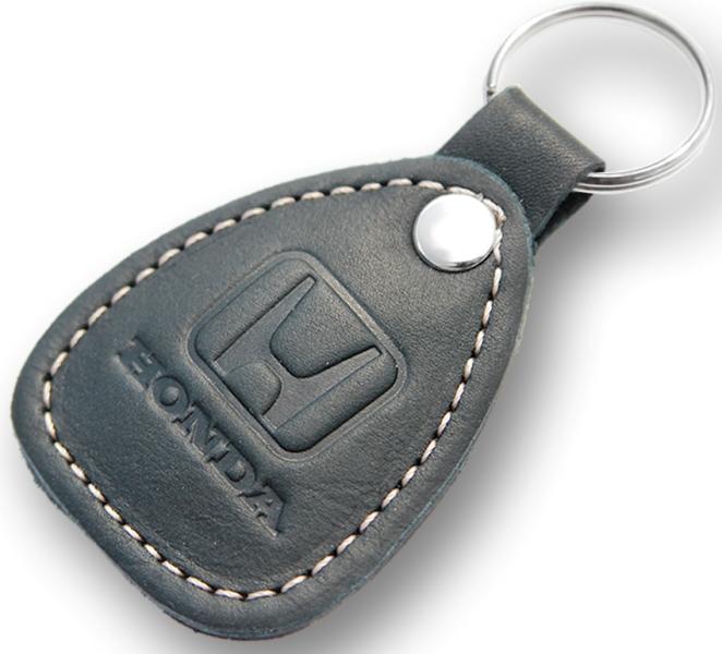 New leather black / white keychain car logo honda auto emblem keyring