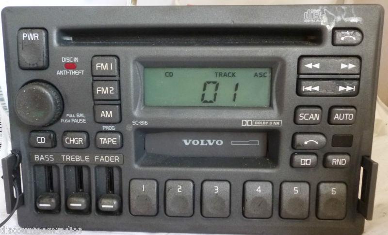 93-00 sc-816 volvo radio cd cassette 960 850 70 40 & theft code grey face *