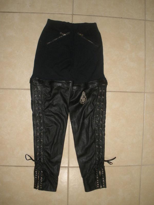 Ladies harley davidson black leather biker motorcycle riding pants womens 38/10