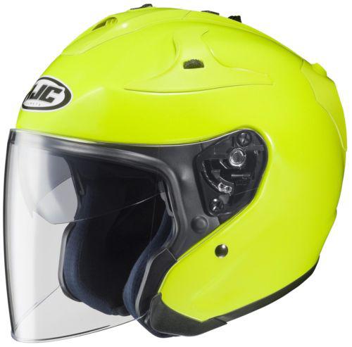 New hjc fg-jet open-face adult helmet, hi-visibility yellow, large/lg