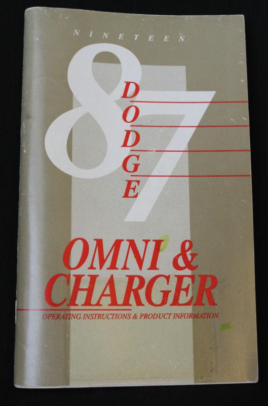 1987 dodge omni & charger - owners manual