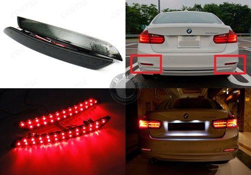 Bmw 3-series f30 f31 f35 led bumper reflector black smoked lens tail brake light