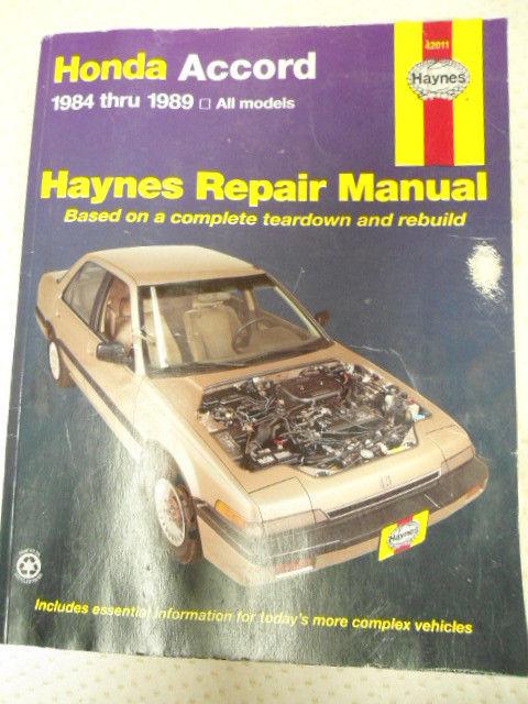 Haynes honda accord 1984 thru 1989 all models car repair manual