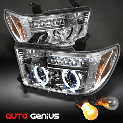 (silver bulbs) 07-13 tundra, 08-11 sequoia ccfl halo + led projector headlights